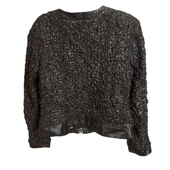 Joseph Ribkoff Brown Faux Leather Blazer Structured Jacket - Picture 3 of 7